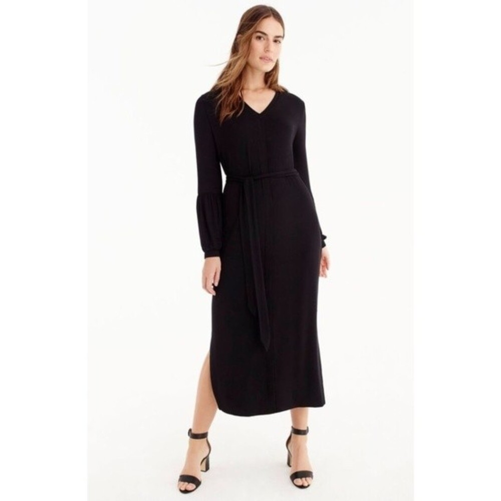 Universal Standard X J. Crew Jersey Knit Bubble Sleeve Black Maxi Dress - Size M